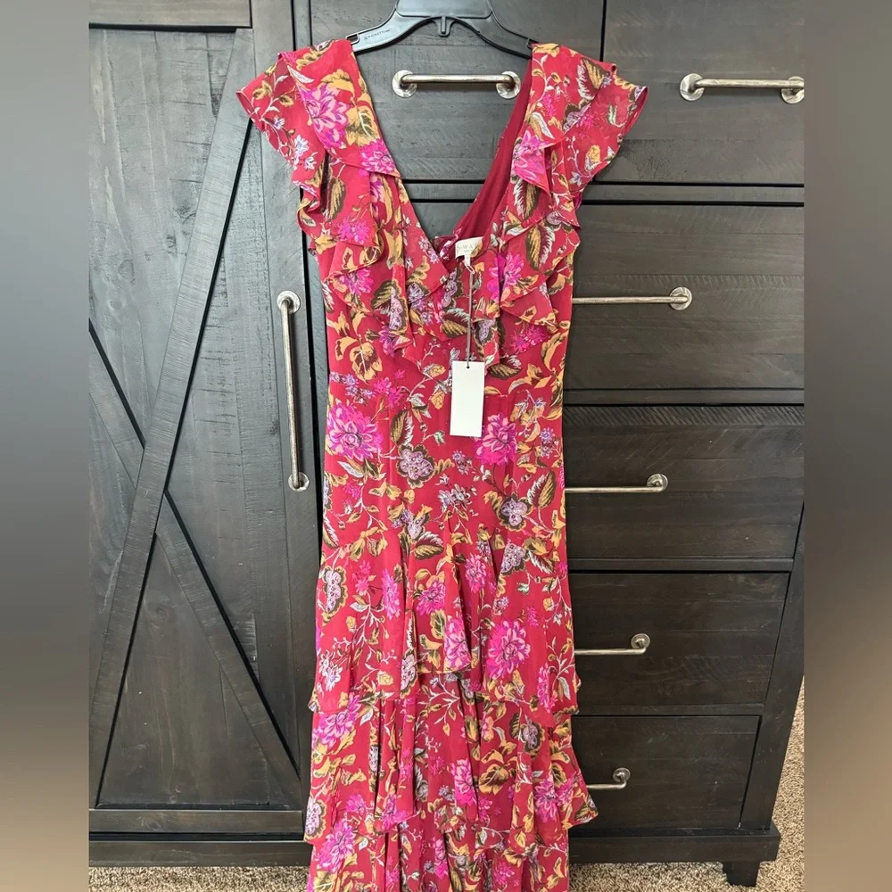 Wayf Red and Pink Floral High Low Dress - Picture 2 of 4